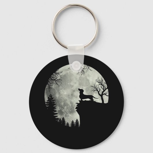 Dackel und MondHalloween Schlüsselanhänger (Vorderseite)