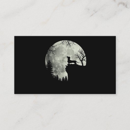 Dackel und MondHalloween Visitenkarte (Vorderseite)