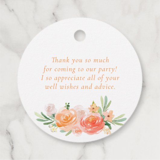 Dackel und Pfirsichfarben Blume Vielen Dank Geschenkanhänger (Rückseite)