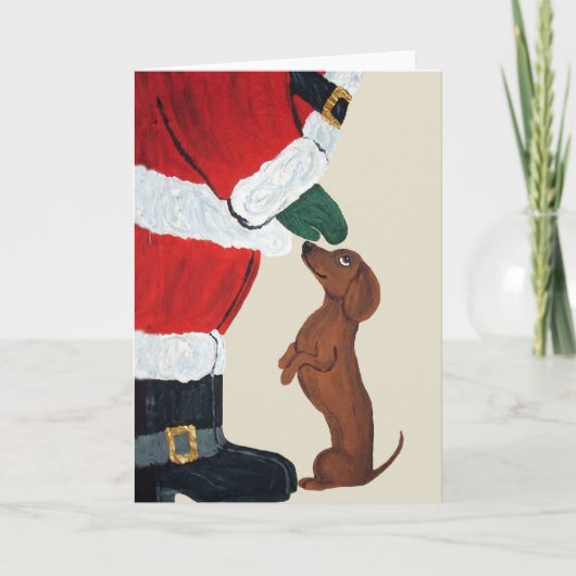 Dackel und Santa Feiertagskarte (Vorderseite)