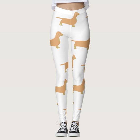 Dackel und tan Silhouette Leggings (Vorderseite)