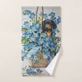 Dackel und Vergessen-Ich-Nots Badhandtuch Set (Handtuch)