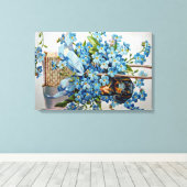 Dackel und Vergessen-Ich-Nots Leinwanddruck (Insitu (Holzboden))