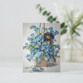 Dackel und Vergessen-Ich-Nots Postkarte (Stehend Vorderseite)