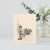 Dackel und Vintages Telefon Postkarte (Stehend Vorderseite)