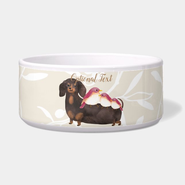 Dackel und Vogelfamilie Napf (Vorderseite)