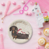 Dackel und Vogelfamilie Pappteller (Party)