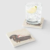 Dackel und Vogelfamilie Steinuntersetzer (Seitenansicht)