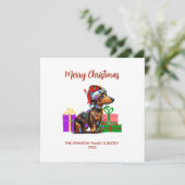 Dackel und Weihnachtsbeleuchtung Feiertagskarte (Stehend Vorderseite)