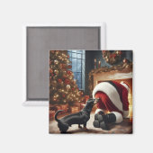 Dackel und Weihnachtsmann  Magnet (Vorderseite/Rückseite)