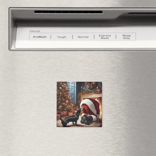 Dackel und Weihnachtsmann  Magnet (In Situ (Geschirrspüler))