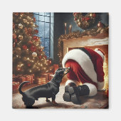 Dackel und Weihnachtsmann  Magnet (Vorne)