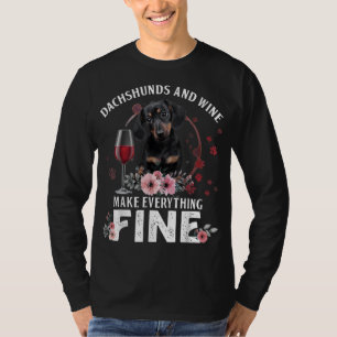 Dackel und Wein machen alles feinen Wein T-Shirt