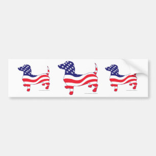 Dackel unter amerikanischer Flagge Autoaufkleber