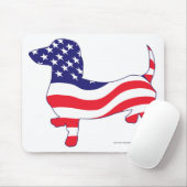 Dackel unter amerikanischer Flagge Mousepad (Mit Mouse)