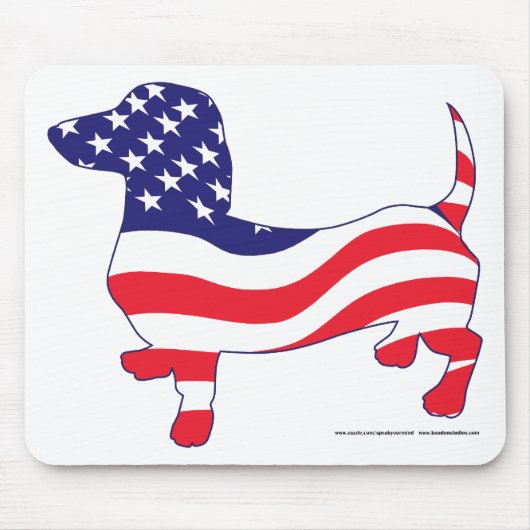 Dackel unter amerikanischer Flagge Mousepad (Vorne)