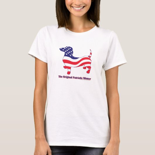 Dackel unter amerikanischer Flagge T-Shirt (Vorderseite)