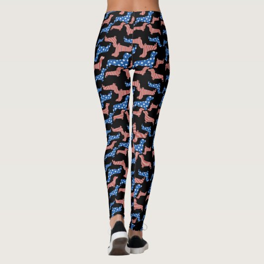 Dackel US Flagge Leggings (Rückseite)