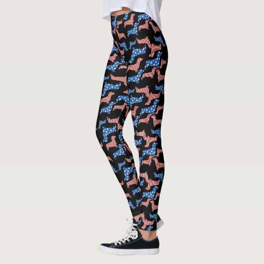 Dackel US Flagge Leggings (Links)