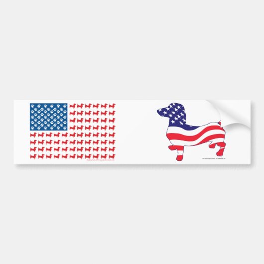Dackel-USA-FLAG-für-Dunkel Autoaufkleber (Vorne)