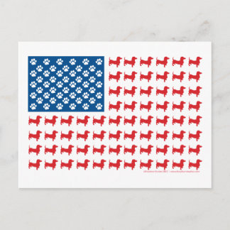 Dackel USA Patriotische Flagge Postkarte