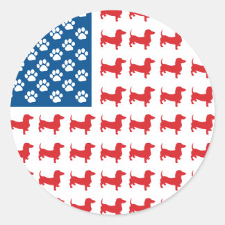 Dackel USA Patriotische Flagge Runder Aufkleber