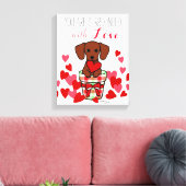 Dackel Valentine Cartoon Leinwanddruck (Insitu (Wohnzimmer))
