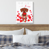 Dackel Valentine Cartoon Leinwanddruck (Insitu (Schlafzimmer))