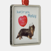 Dackel Valentine Ornament Aus Metall (Rechts)