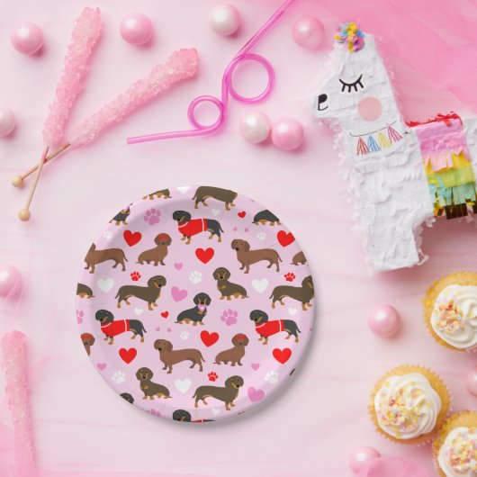 Dackel Valentine Pappteller (Party)