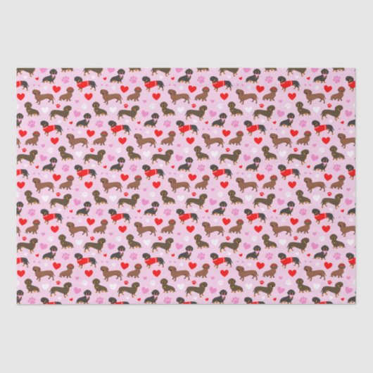 Dackel Valentine Seidenpapier (Vorderseite)