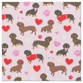 Dackel Valentine Stoff (Nahaufnahme)