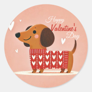 Dackel Valentinstag-Aufkleber Runder Aufkleber
