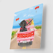 Dackel Valentinstag Lkw Herz Quadratische Wanduhr (Winkel)