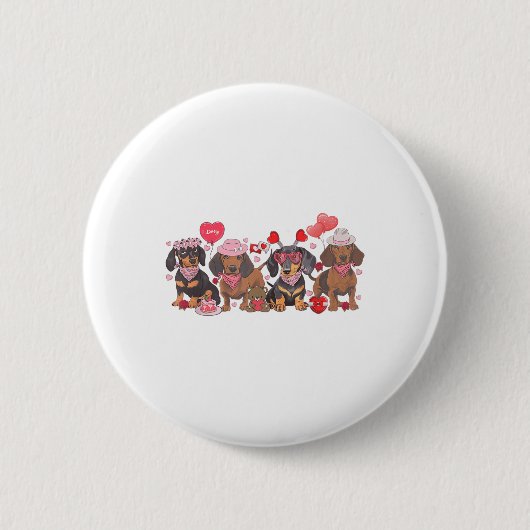Dackel Valentinstag Wurst Hund Bandan Button (Vorderseite)