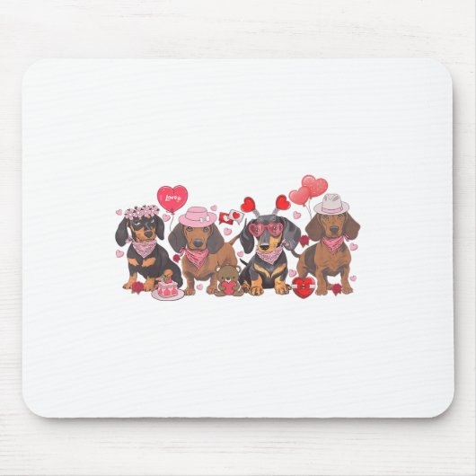 Dackel Valentinstag Wurst Hund Bandan Mousepad (Vorne)