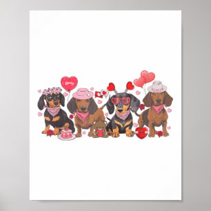 Dackel Valentinstag Wurst Hund Bandan Poster
