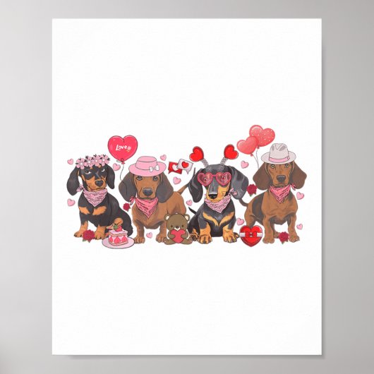 Dackel Valentinstag Wurst Hund Bandan Poster (Vorne)