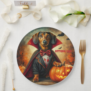 Dackel Vampire Halloween Pappteller