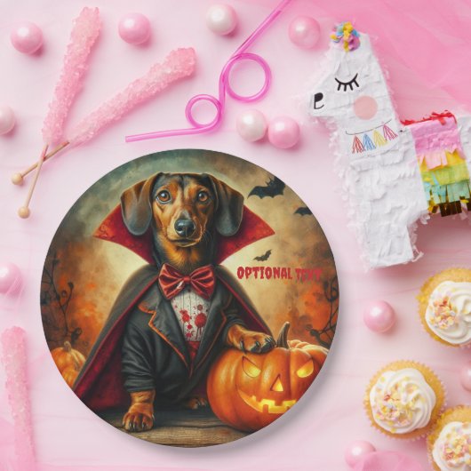 Dackel Vampire Halloween Pappteller (Party)