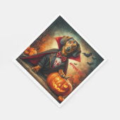 Dackel Vampire Halloween Serviette (Ecke)