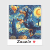 Dackel van gogh sternenbehaglich zwischen Funny Aufkleber (Blatt)