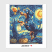 Dackel van gogh sternenbehaglich zwischen Funny Aufkleber (Blatt)