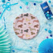 Dackel-Variantenmuster in Rosa Pappteller (Party)