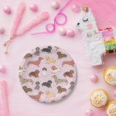 Dackel-Variantenmuster in Rosa Pappteller (Party)