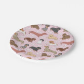 Dackel-Variantenmuster in Rosa Pappteller (Schrägansicht)