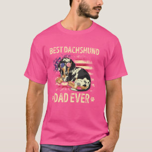 Dackel Vater Hund liebt amerikanische Flagge 4. Ju T-Shirt