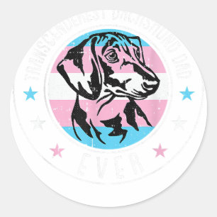 Dackel Vater LGBT-Q Transgender Dackel Hund Runder Aufkleber