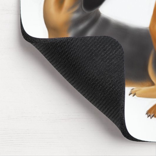 Dackel verfolgt Mousepad (Ecke)