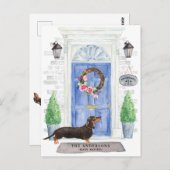 Dackel verschieben Ankündigung Postkarte (Vorne/Hinten)